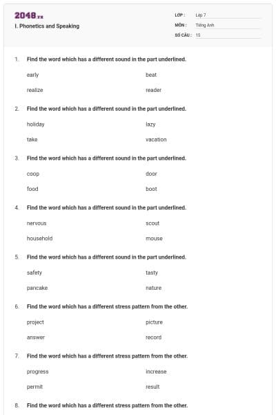 I. Phonetics and Speaking