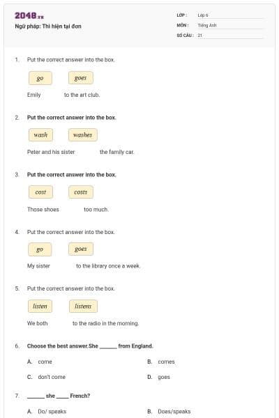 Ngữ pháp: Thì hiện tại đơn