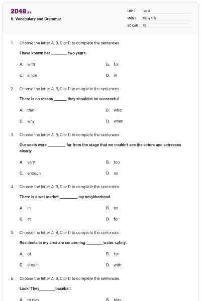 II. Vocabulary and Grammar