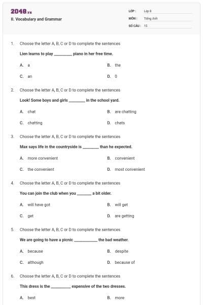 II. Vocabulary and Grammar