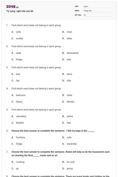 Từ vựng: ngôi nhà của tôi