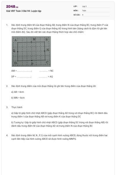 Giải VBT Toán 3 Bài 94: Luyện tập