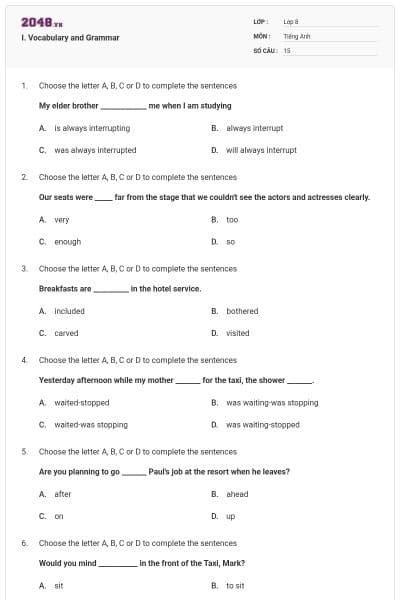 I. Vocabulary and Grammar