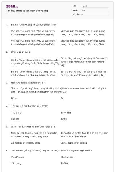 Tìm hiểu chung về tác phẩm Dọn về làng