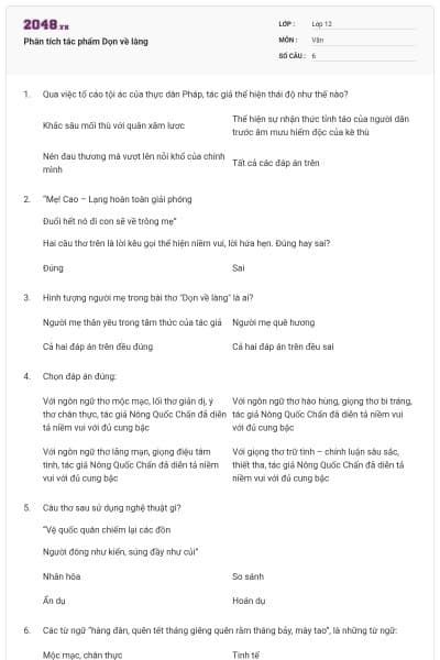 Phân tích tác phẩm Dọn về làng