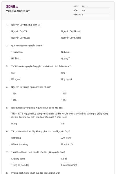 Vài nét về Nguyễn Duy