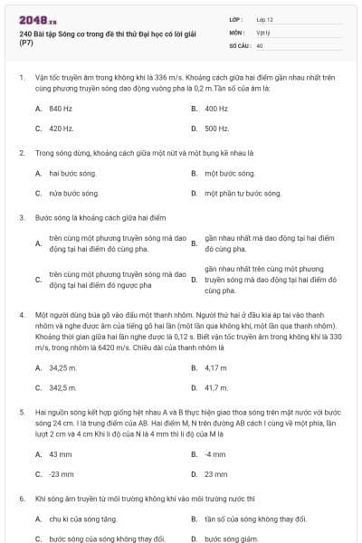 240 Bài tập Sóng cơ trong đề thi thử Đại học có lời giải (P7)