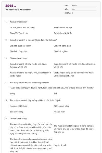 Vài nét về nữ sĩ Xuân Quỳnh