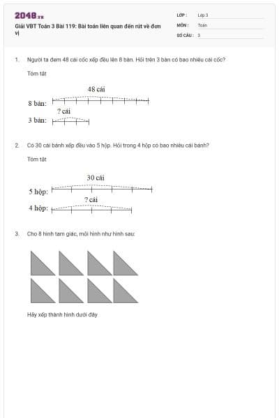 Giải VBT Toán 3 Bài 119: Bài toán liên quan đến rút về đơn vị
