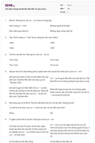 Tìm hiểu chung về bài thơ đàn Ghi-Ta của Lorca