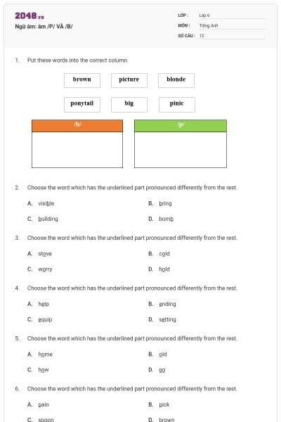 Ngữ âm: âm /P/ VÀ /B/