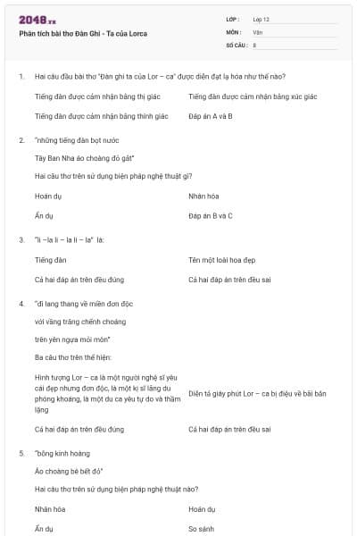 Phân tích bài thơ Đàn Ghi - Ta của Lorca