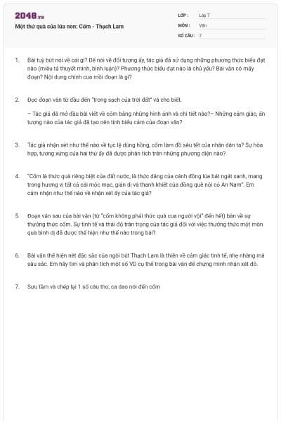 Một thứ quà của lúa non: Cốm - Thạch Lam