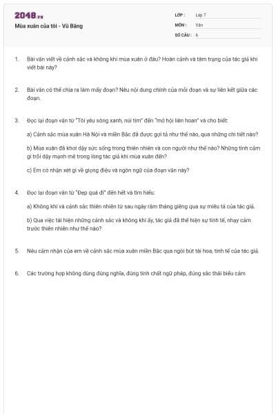 Mùa xuân của tôi - Vũ Bằng