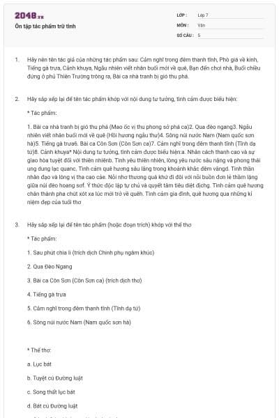 Ôn tập tác phẩm trữ tình