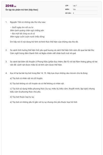 Ôn tập tác phẩm trữ tình (tiếp theo)