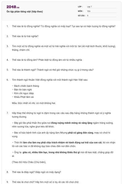 Ôn tập phần tiếng việt (tiếp theo)