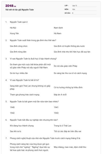 Vài nét về tác giả Nguyễn Tuân