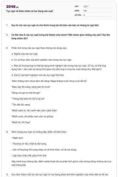 Tục ngữ về thiên nhiên và lao động sản xuất