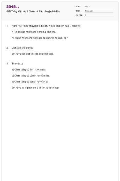 Giải Tiếng Việt lớp 2 Chính tả: Câu chuyện bó đũa