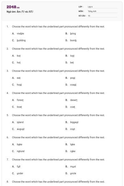 Ngữ âm: Âm /T/  và  /ST/