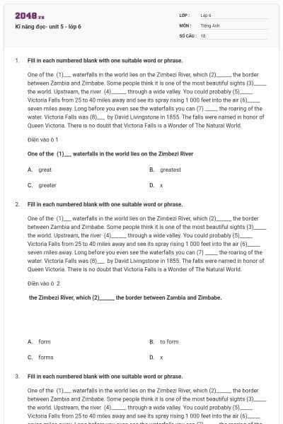 Kĩ năng đọc- unit 5 - lớp 6