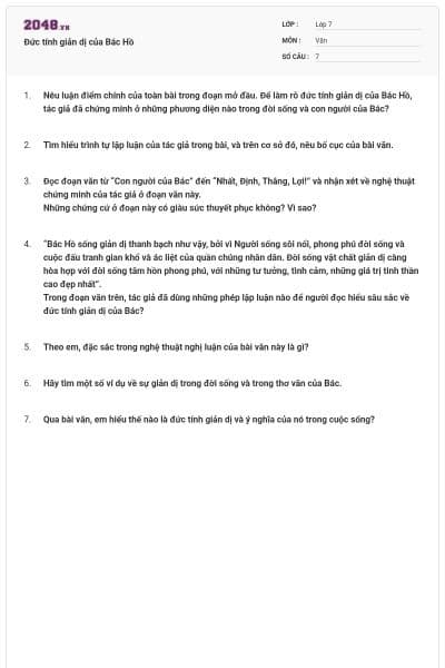 Đức tính giản dị của Bác Hồ