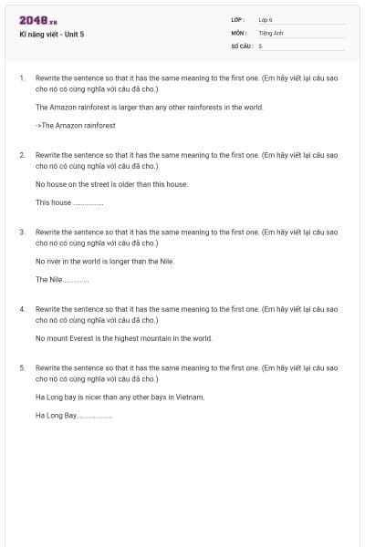 Kĩ năng viết - Unit 5