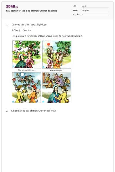 Giải Tiếng Việt lớp 2 Kể chuyện: Chuyện bốn mùa