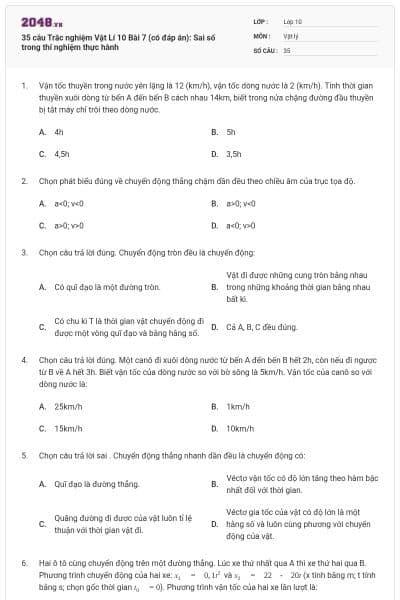 35 câu Trắc nghiệm Vật Lí 10 Bài 7 (có đáp án): Sai số trong thí nghiệm thực hành