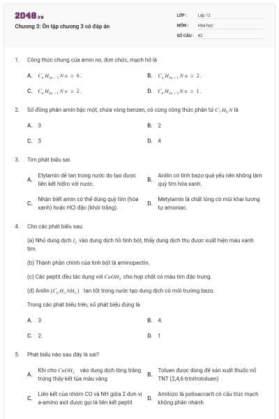 Chương 3:  Ôn tập chương 3 có đáp án
