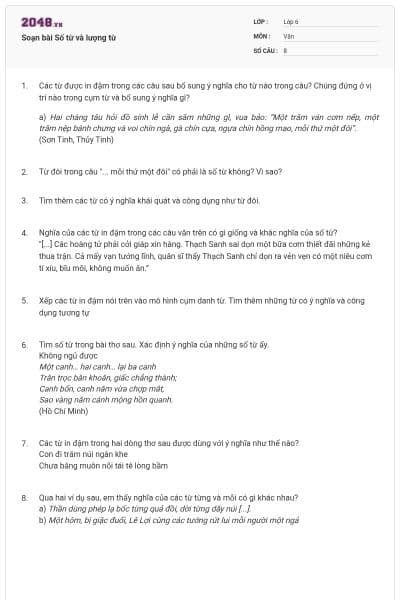 Soạn bài Số từ và lượng từ