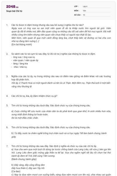 Soạn bài Chỉ từ