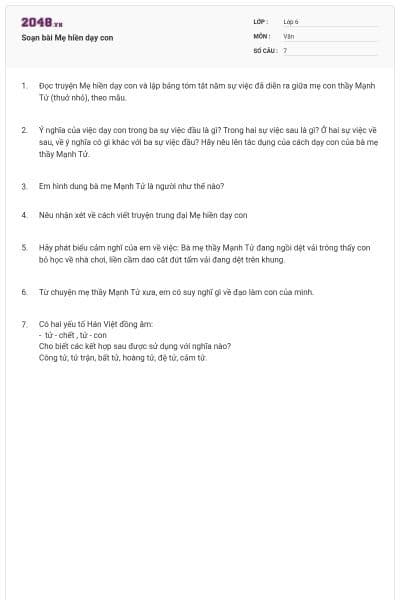 Soạn bài Mẹ hiền dạy con