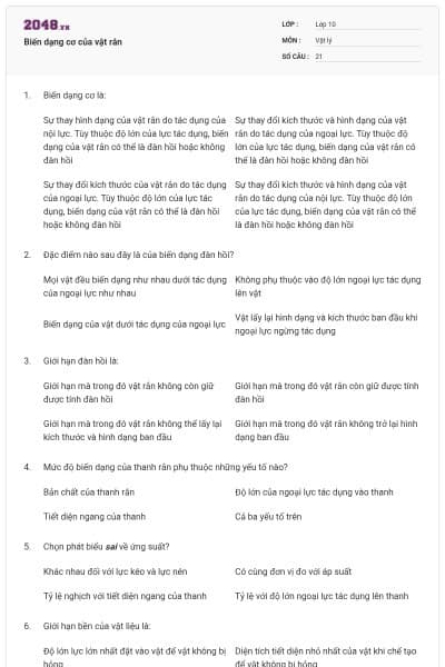 Biến dạng cơ của vật rắn