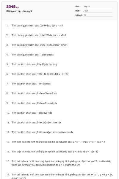 Bài tập ôn tập chương 3