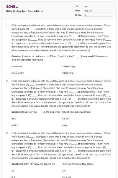 Bài 6. Kĩ năng đọc - Đọc và điền từ