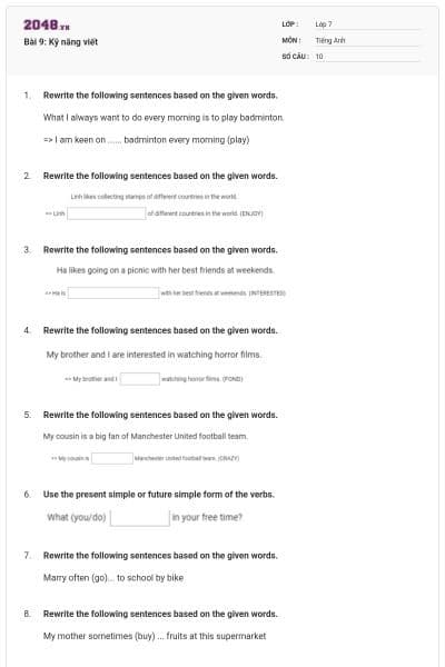 Bài 9: Kỹ năng viết