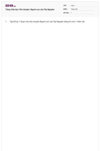 Tiếng Việt lớp 3 Kể chuyện: Người con của Tây Nguyên