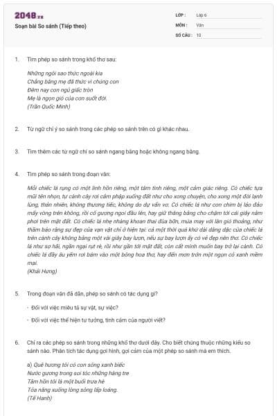 Soạn bài So sánh (Tiếp theo)