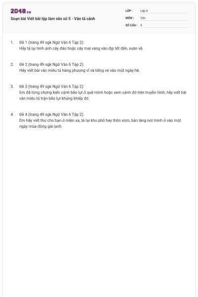 Soạn bài Viết bài tập làm văn số 5 - Văn tả cảnh