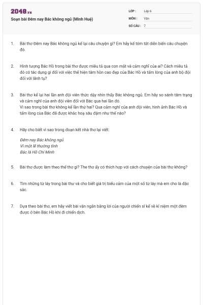 Soạn bài Đêm nay Bác không ngủ (Minh Huệ)