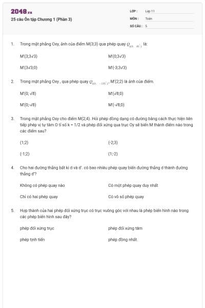 25 câu  Ôn tập Chương 1 (Phần 3)