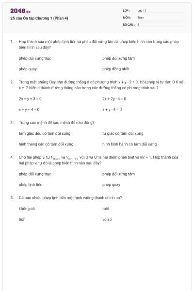 25 câu Ôn tập Chương 1 (Phần 4)