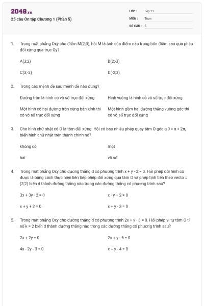 25 câu Ôn tập Chương 1 (Phần 5)