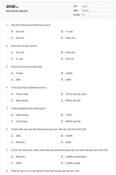 Dịch mã (Có đáp án)