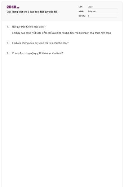 Giải Tiếng Việt lớp 2 Tập đọc: Nội quy đảo khỉ