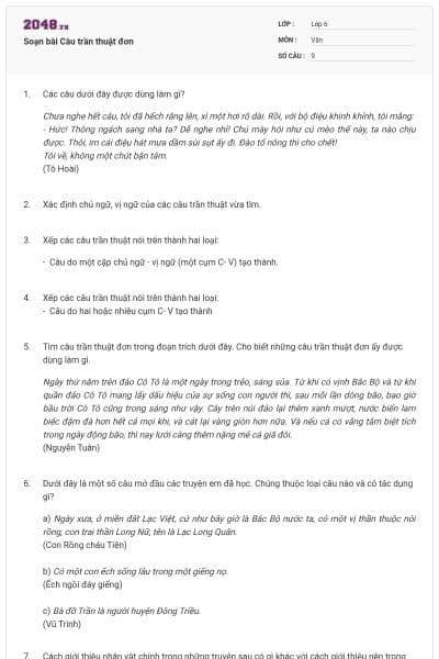 Soạn bài Câu trần thuật đơn