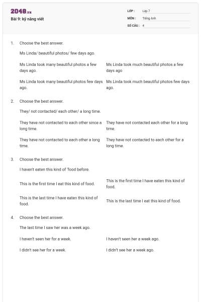 Bài 9: kỹ năng viết