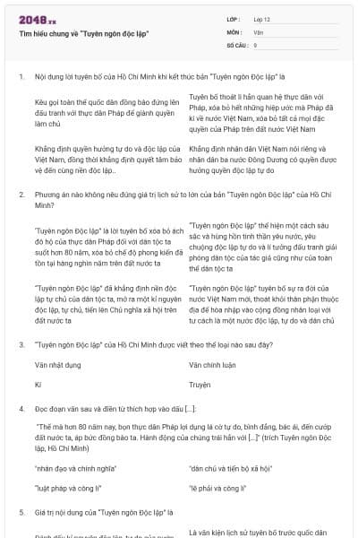 Tìm hiểu chung về “Tuyên ngôn độc lập”